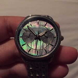 Silver fossil watch.